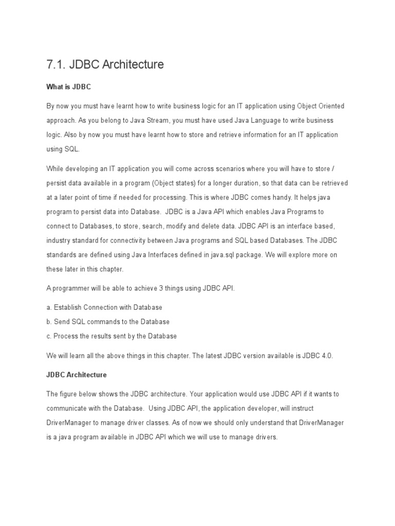 JDBC Architecture and Drivers Overview | PDF | Databases | Application ...
