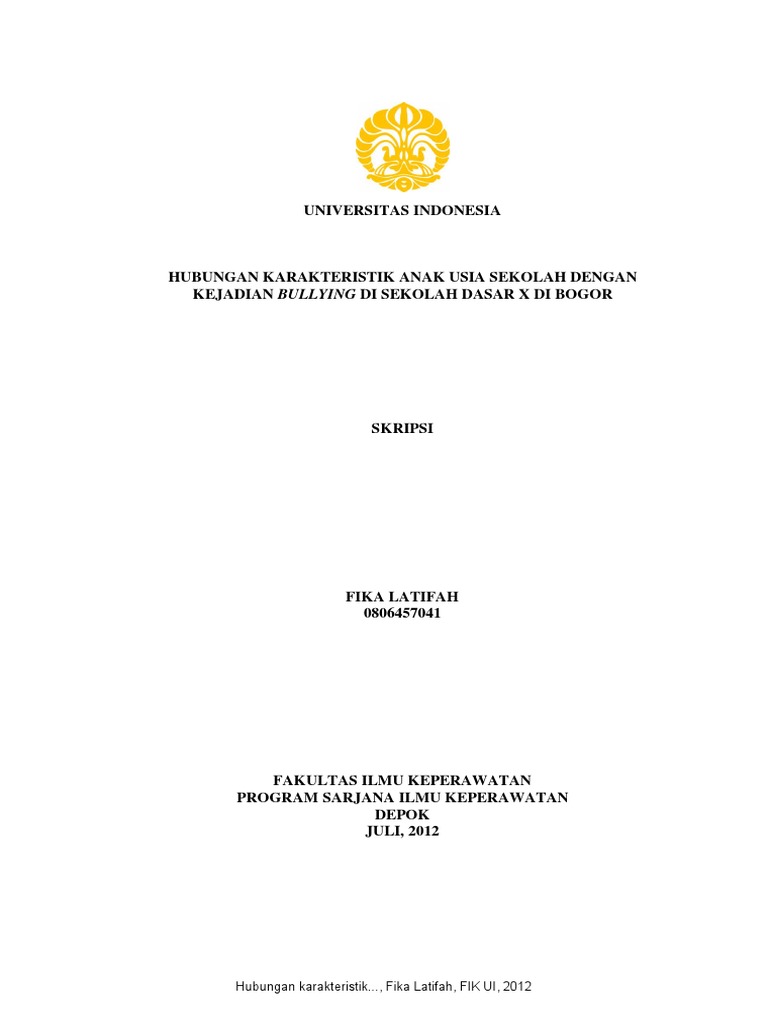 Skripsi Tentang Bullying Di Sekolah Dasar Pejuang Skripsi