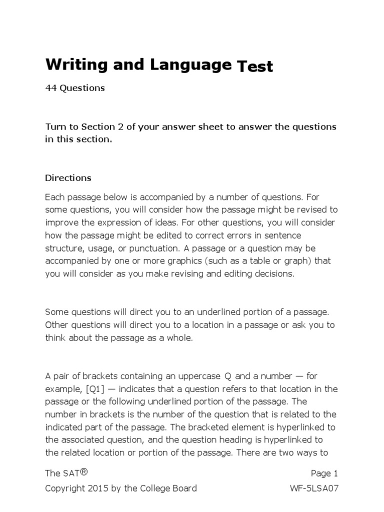 Sat Practice Test 2 Writing and Language Assistive Technology | PDF ...