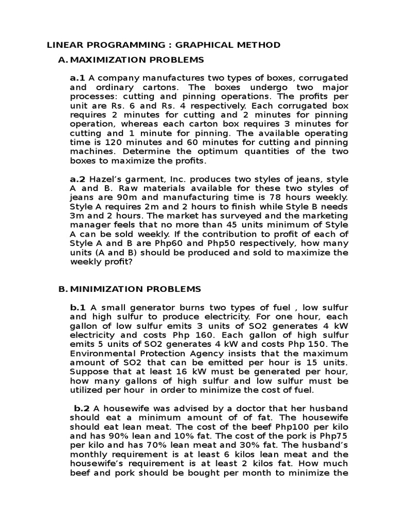 Linear Programming Problems PDF