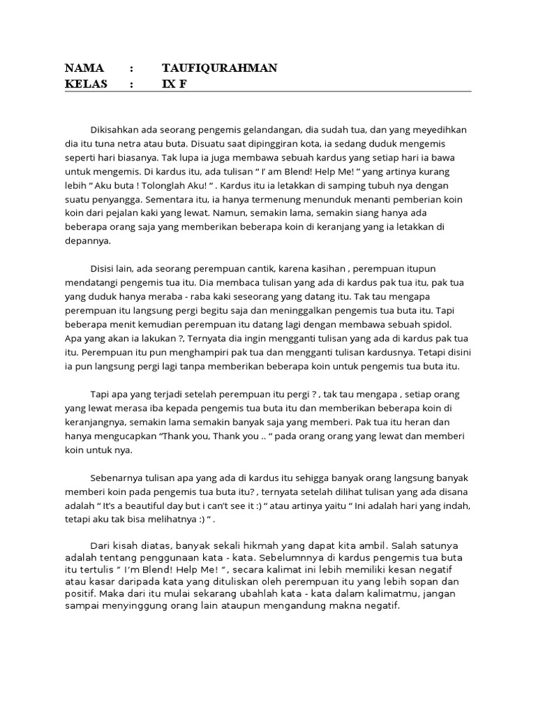 Contoh Teks Inspiratif Beserta Strukturnya Goreng