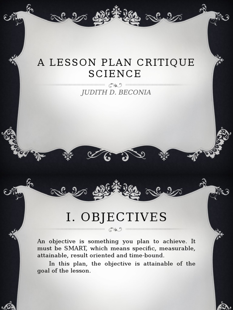 A Lesson Plan Critique PDF Lesson Plan Educational Psychology