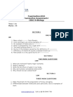 Examination-2016 Summative Assessment-I CBSE VI-Biology: Time: 1 HR Marks: 30