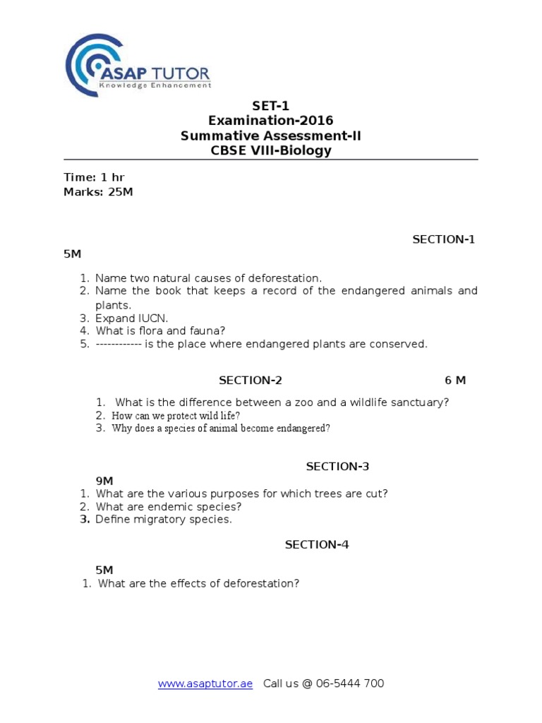 Class 8 Wildlife Conservation Quiz | PDF | Science & Mathematics