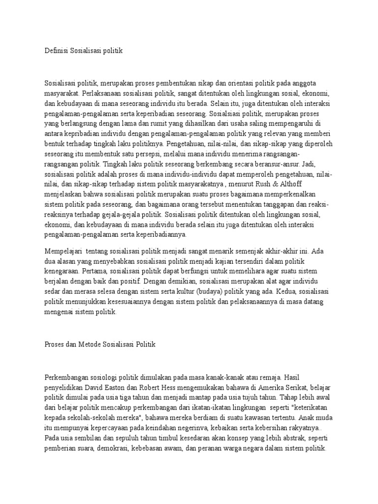 Definisi Sosialisasi Politik Pdf