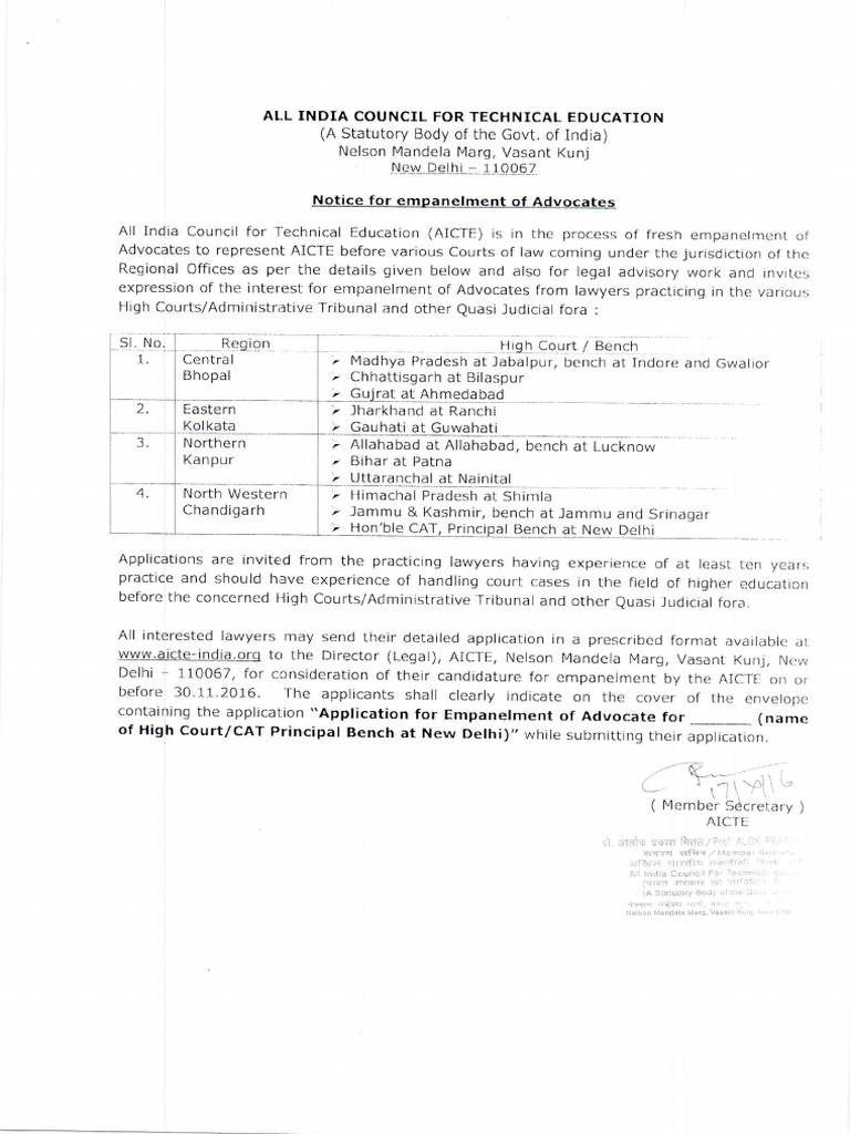 Empanelment of Standing Counsel PDF Advocate Virtue