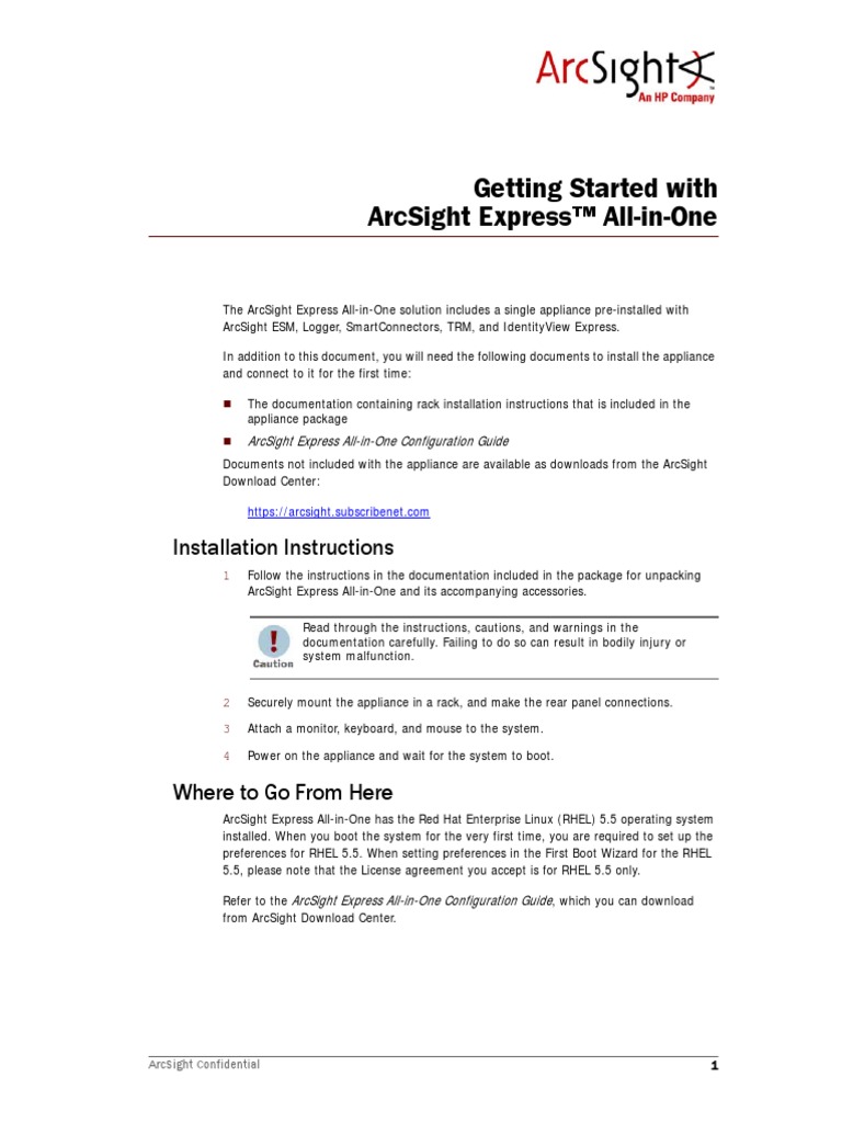Getting Started With Arcsight Express™ All-In-One: Installation ...