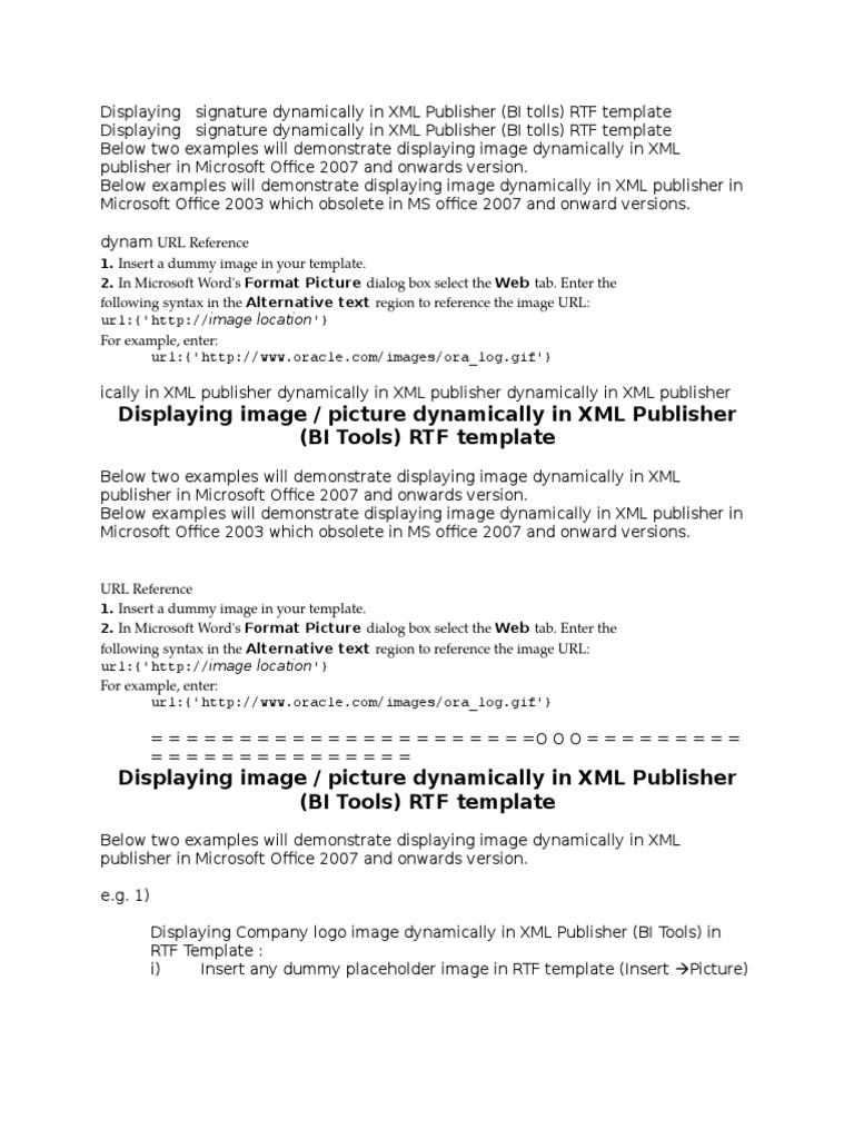 Dynamic Signatures in XML Publisher | PDF | Xml | Uniform Resource Locator