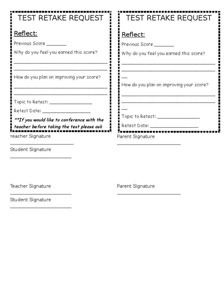 Test Retake Request Form Template | PDF