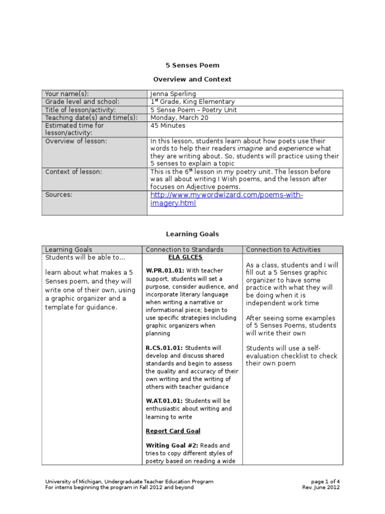 5 senses poem final | Poetry | Educational Assessment | Free 30-day
