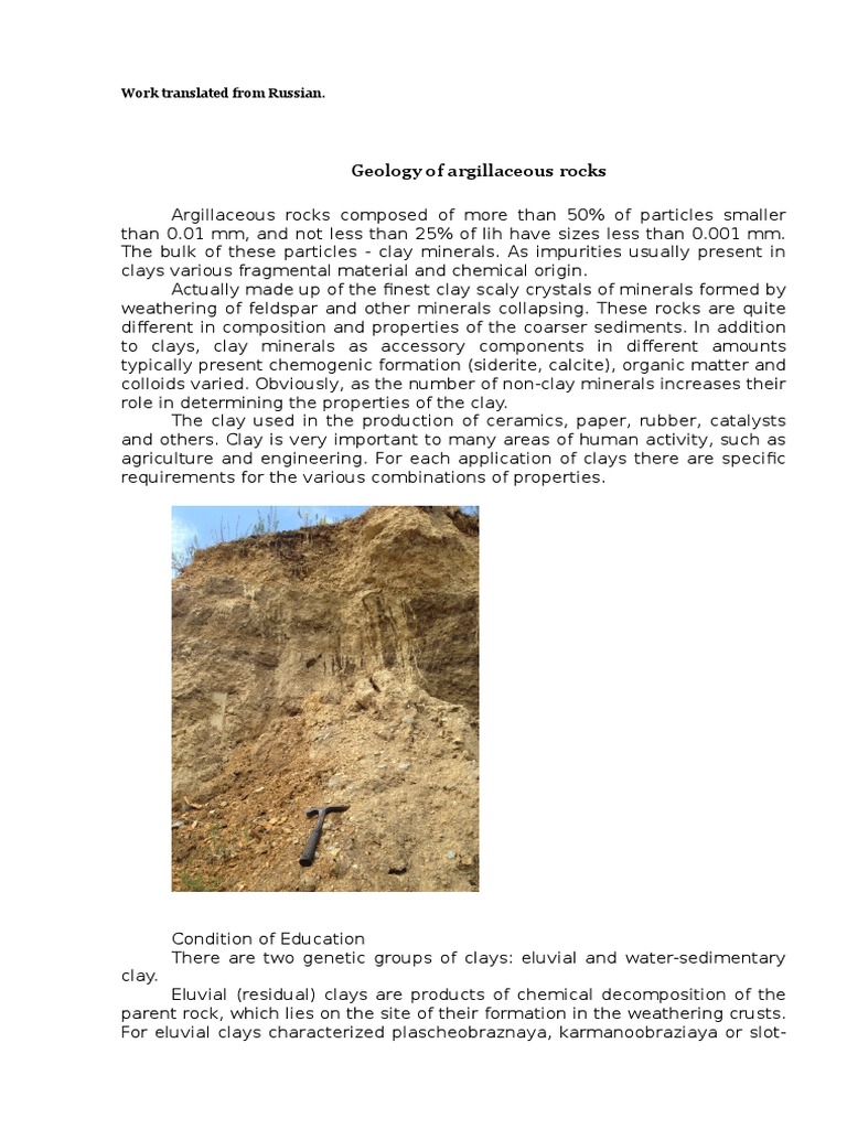 Geology of Argillaceous Rocks | PDF | Rock (Geology) | Clay