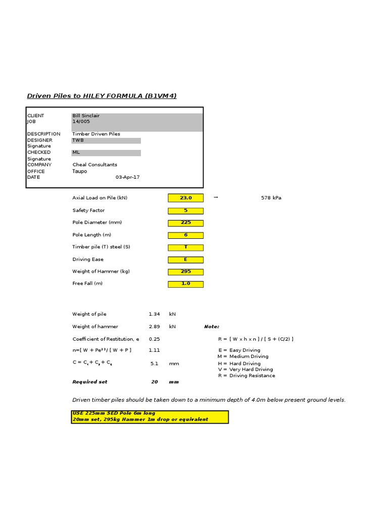Timber Driven Piles Design Overview | PDF