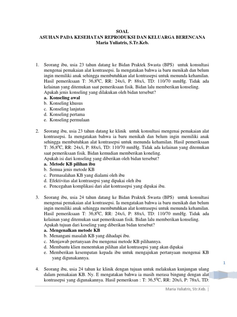 Contoh Soal Dan Jawaban Kesehatan Reproduksi Belajar Jawaban