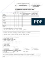 Plan de Mejoramiento Matematicas Grado Cuarto de Primaria