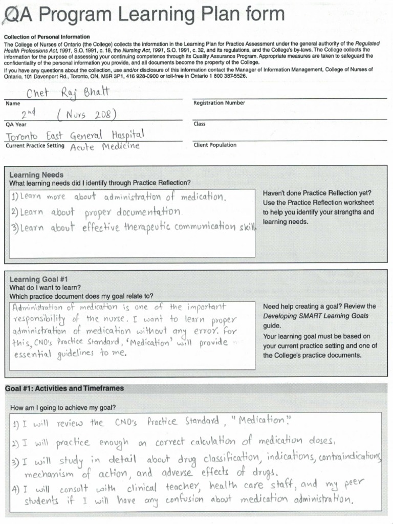Oa Learning Plan Nurs 208 | PDF