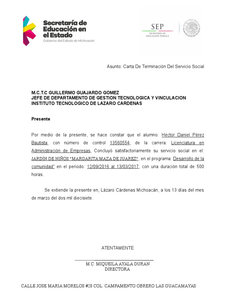 Carta de Terminacion PDF