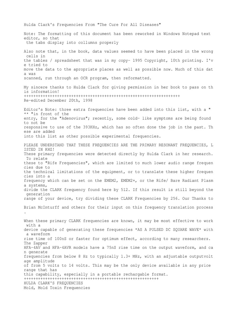 Hulda Clarck Zapper Fraquency and Bacterias PDF Pneumonia Bacteria