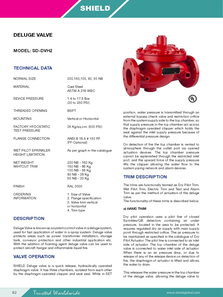 Deluge Valve - SD-DVH2 | PDF | Fire Sprinkler System | Valve