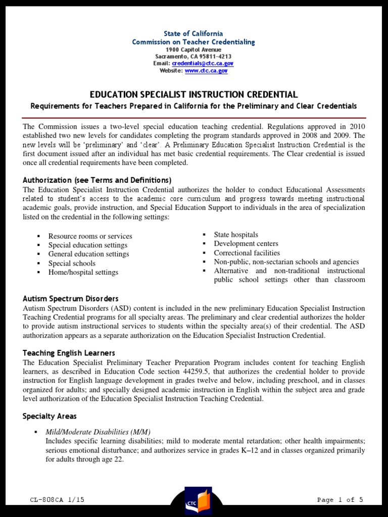 Education Specialist Instruction Credential Individualized Education Program Special Education