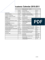 Residential Academic Calendar 2010-2011
