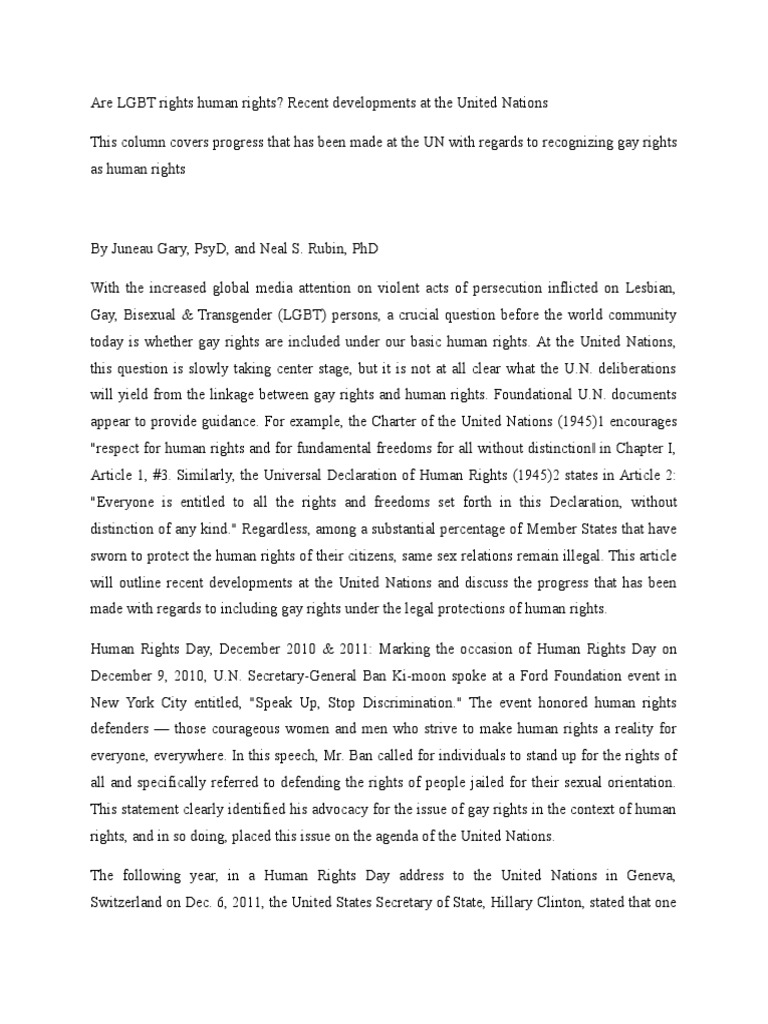 UN Progress on LGBT Human Rights | PDF | Human Rights | Homosexuality