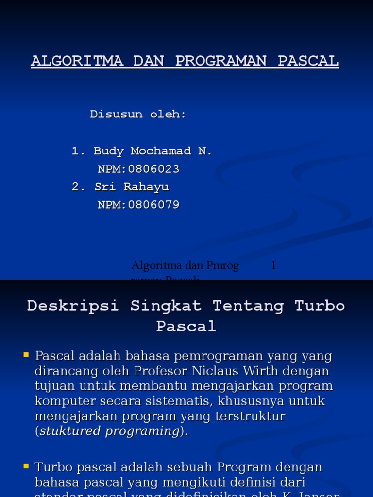 Algoritma dan Bahasa Pemrograman Pascal | PDF