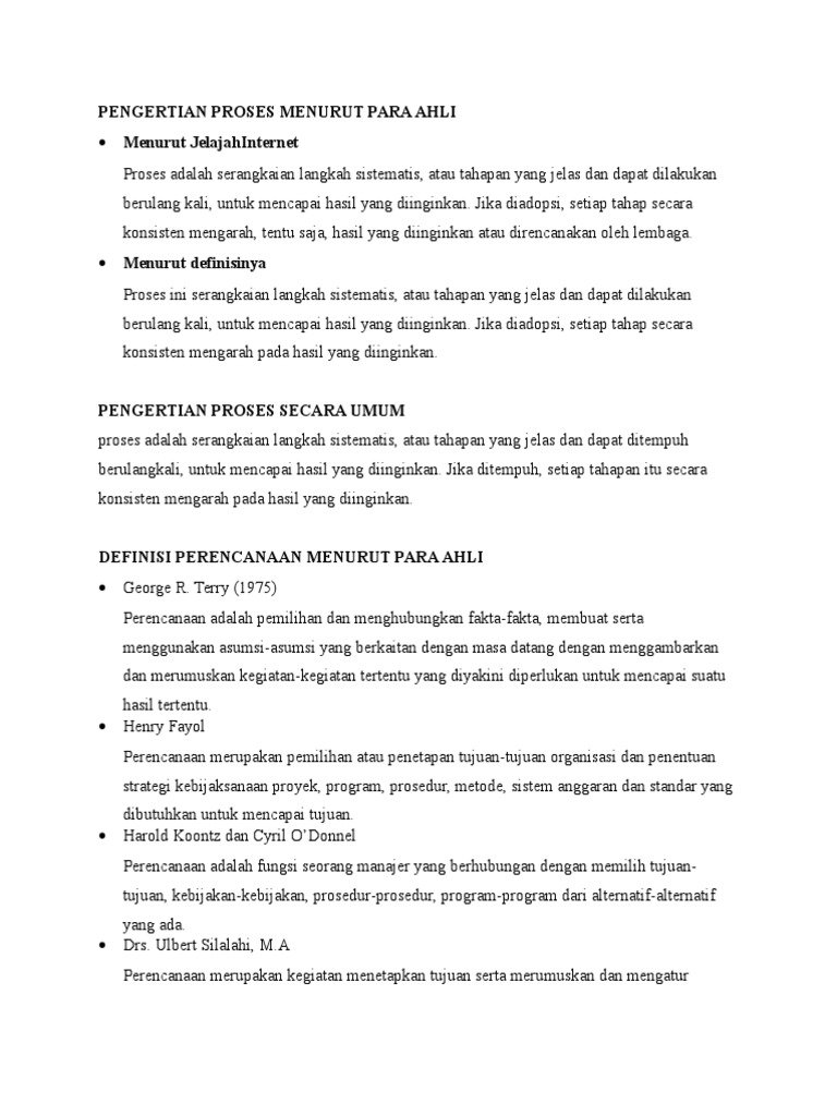 Pengertian Proses Menurut para Ahli Pengertian Proses Menurut para Ahli