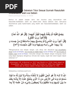 Doa Dan Dzikir Sebelum Tidur Sesuai Sunnah Rasulullah Shallallaahu