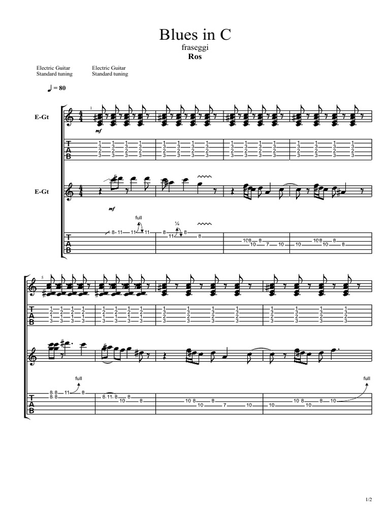 Blues in C: Fraseggi Ros | PDF | Music Production | European Musical ...