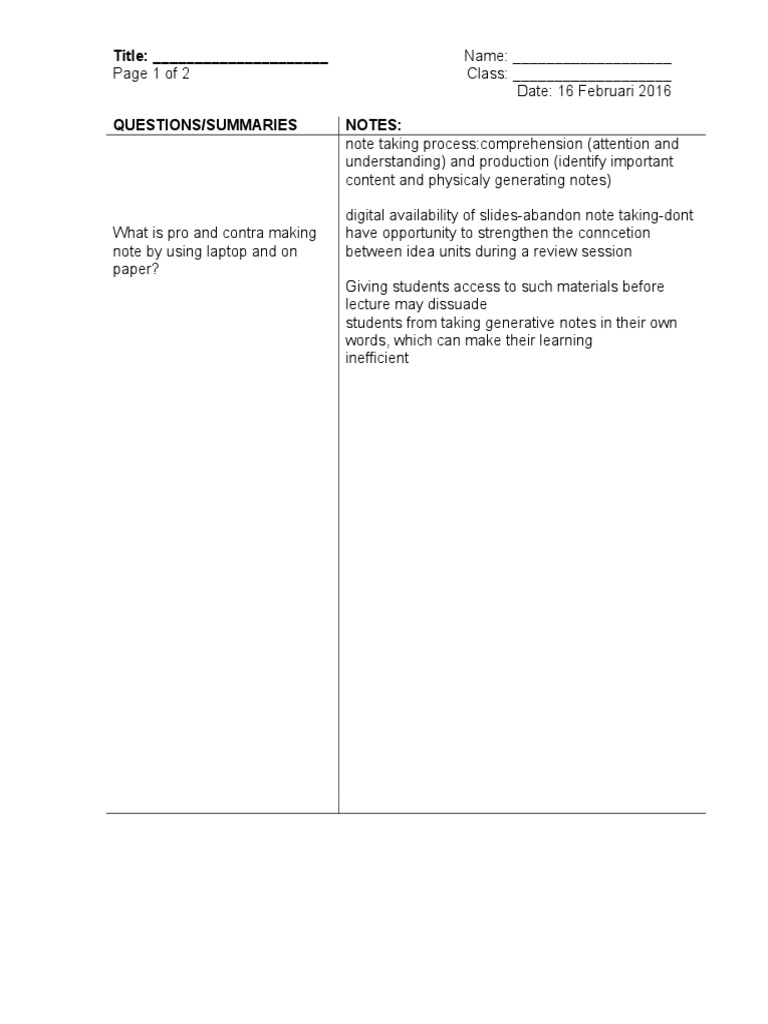 Note Taking | PDF