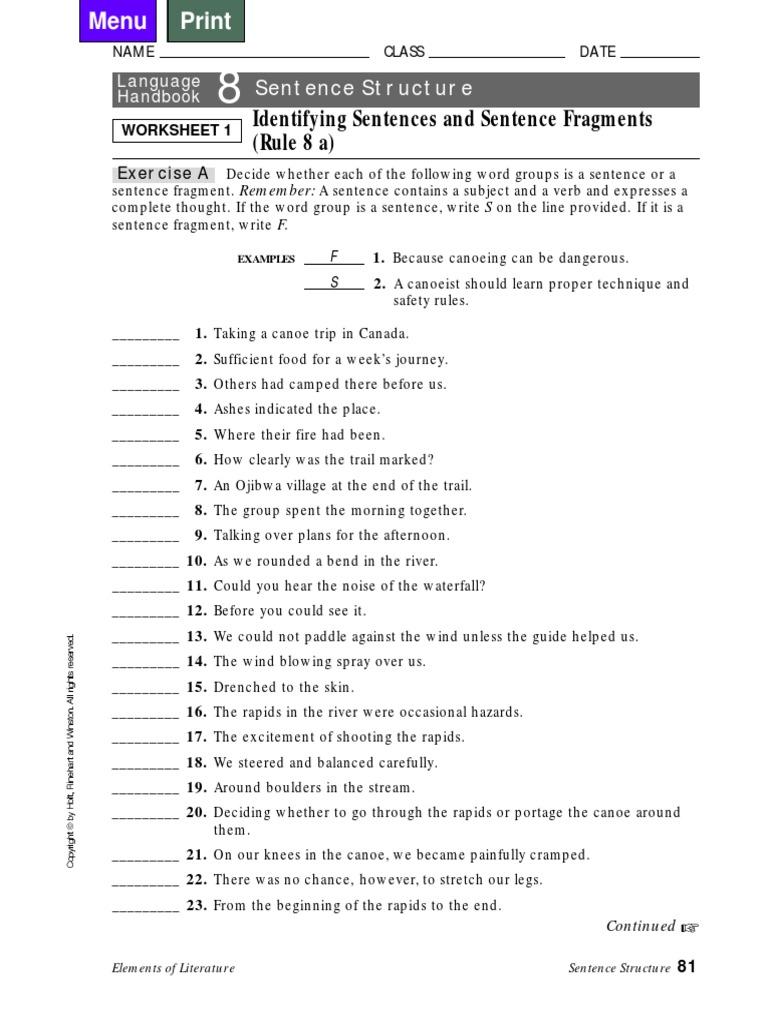 Sentence fragments examples picture