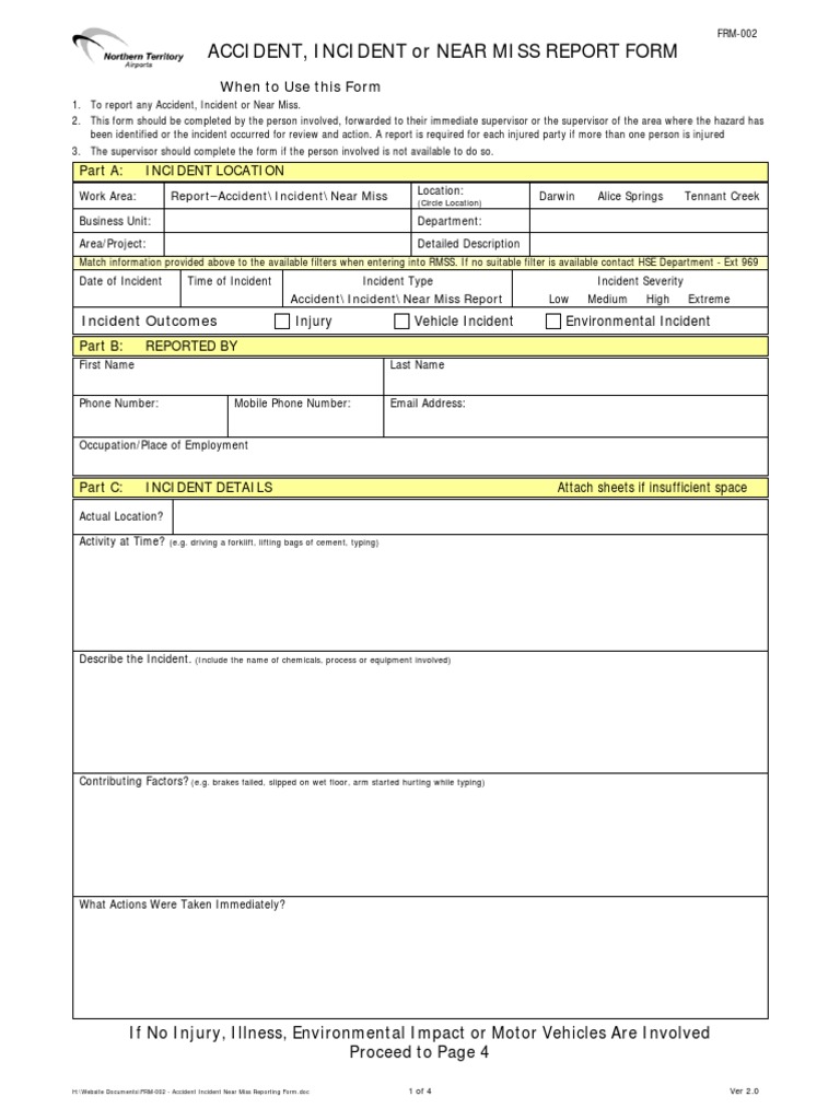 Accident Near Miss Reporting Form | PDF | Traffic Collision | Vehicles