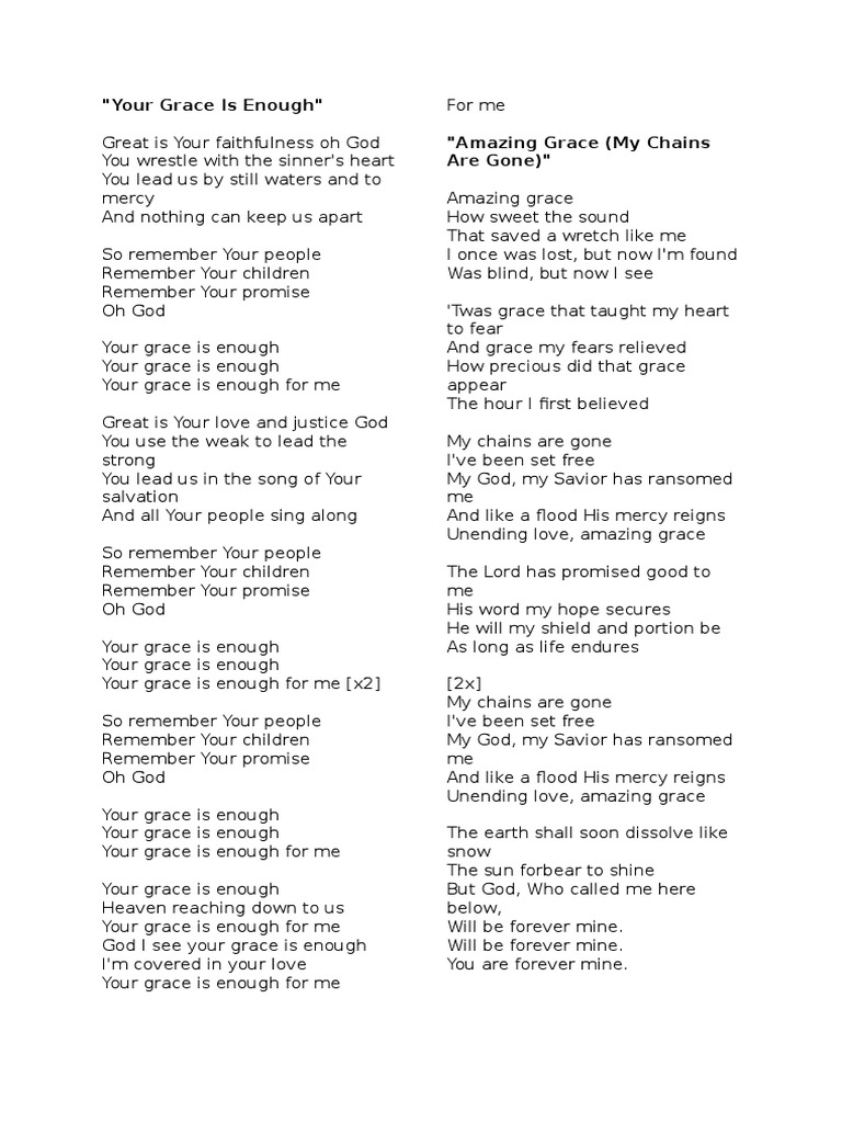 Your Grace Is Enough PDF Amazing Grace Salvation