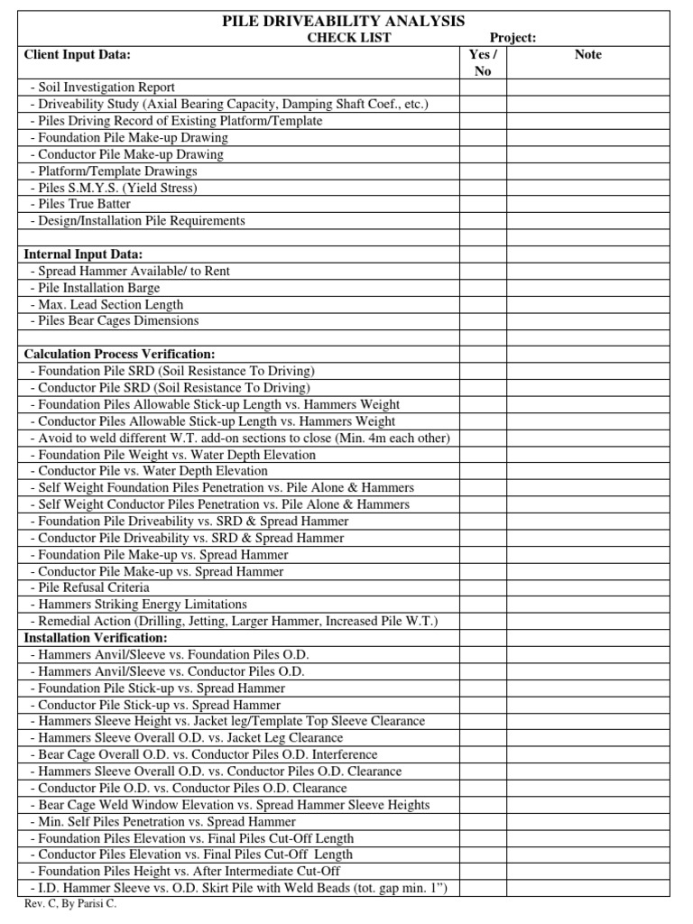 Pile Driveability Analysis Check List Rev.c | PDF | Deep Foundation ...