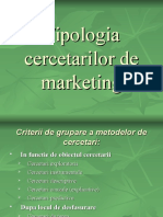 Tipologia Cercetarilor de Marketing