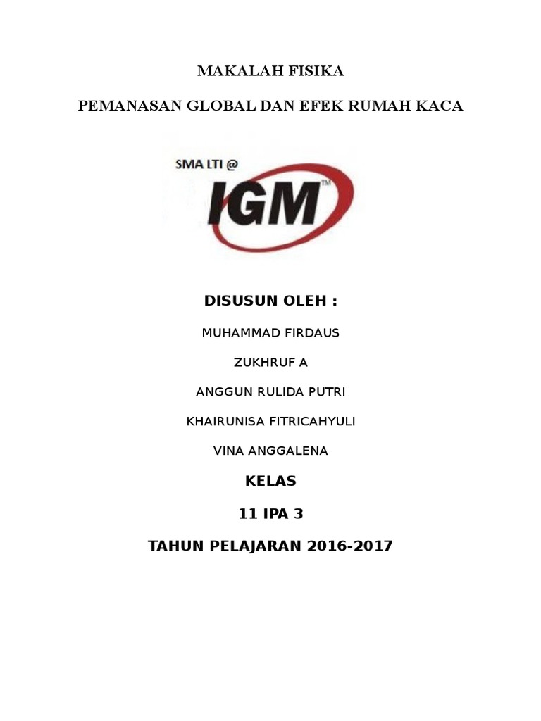 Contoh Makalah Global Warming