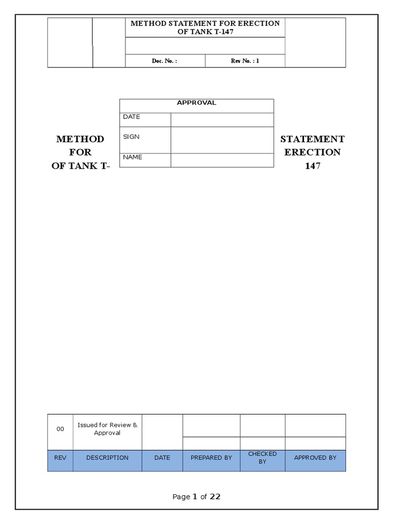 Tank T-147 Erection Method Statement | PDF | Welding | Construction