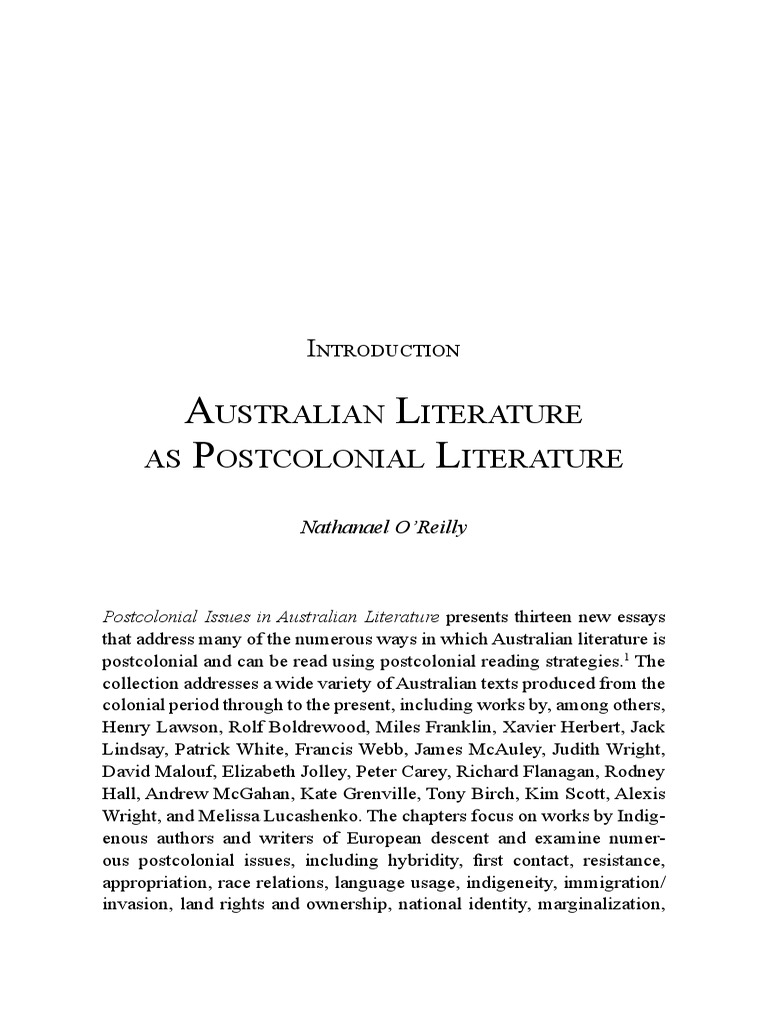 Intoduction to Australian Literature as Postcolonial Literature ...