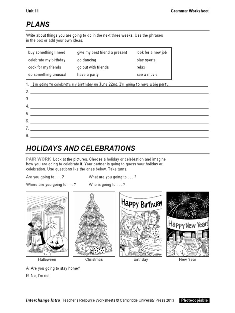 Plans: Unit 11 Grammar Worksheet | PDF | Self-Improvement