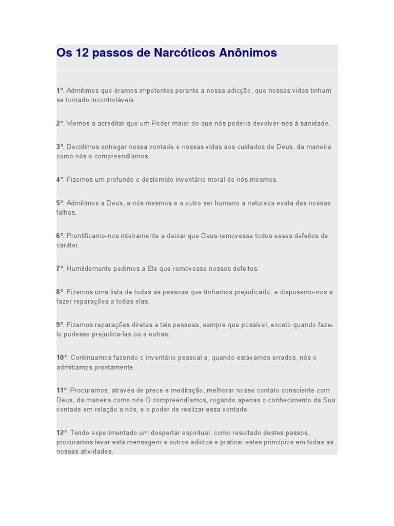 Os 12 Passos de Narcóticos Anônimos PDF