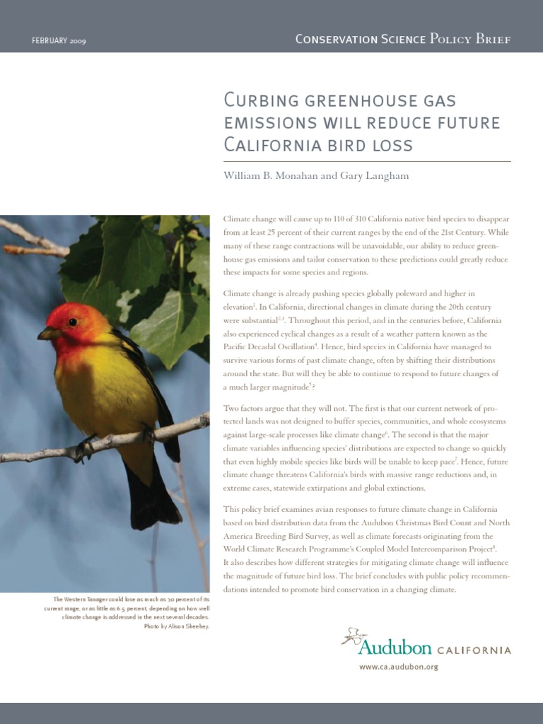 Curbing Greenhouse Gas Emissions Will Reduce Future California Bird ...