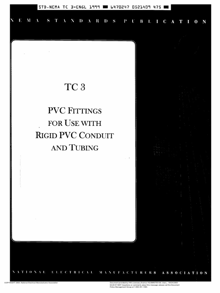 Nema TC 3 PVC Conduit PDF Polyvinyl Chloride Pipe (Fluid Conveyance)