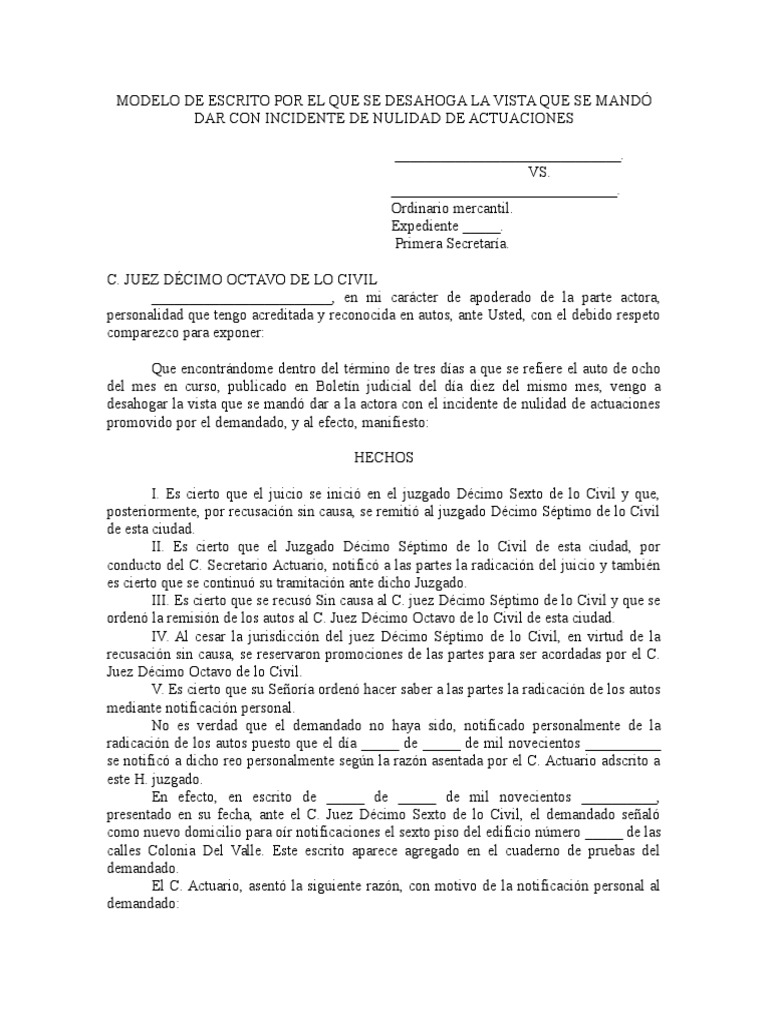 Modelo de Escrito Por El Que