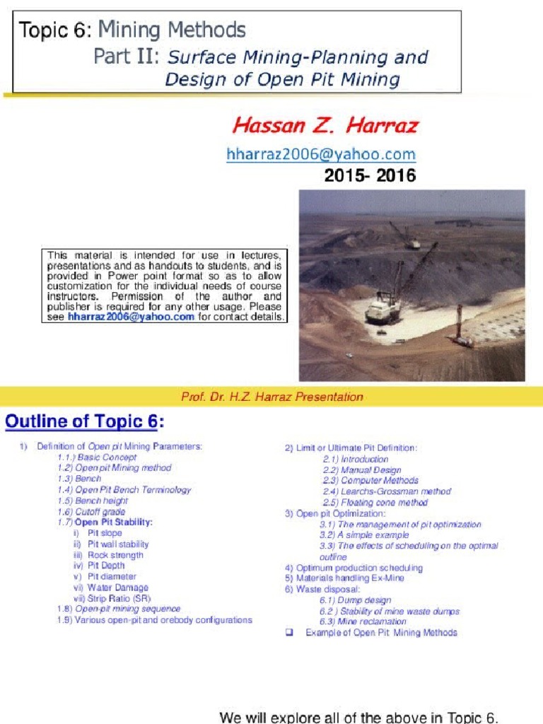 Surface Mining Planning and Design of Open Pit Mining | PDF
