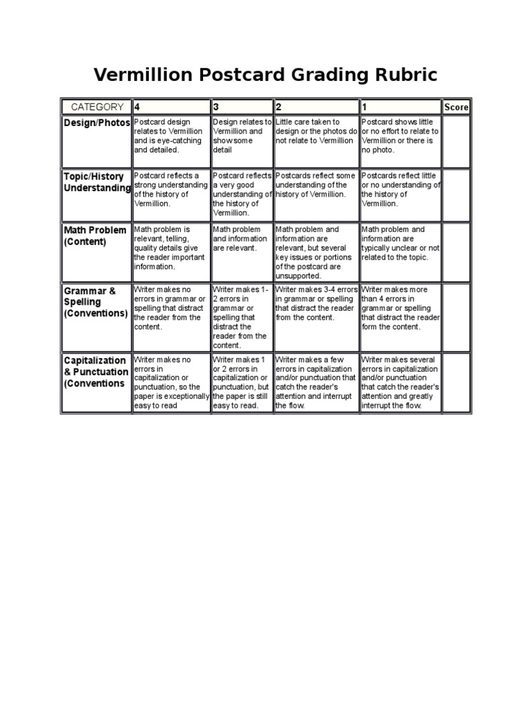 Postcard book report rubric 08 image