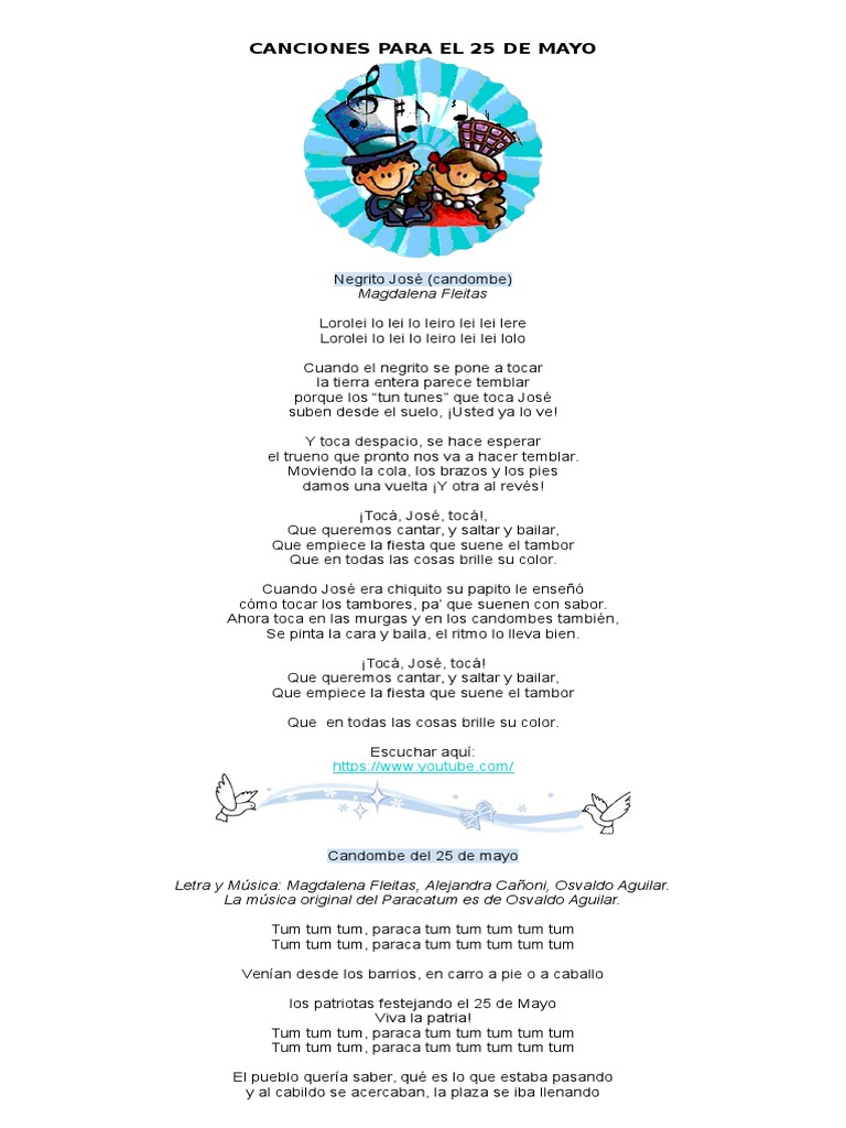 Canciones para El 25 de Mayo (Letras y Link para Descargar) PDF Amor Entretenimiento (general)
