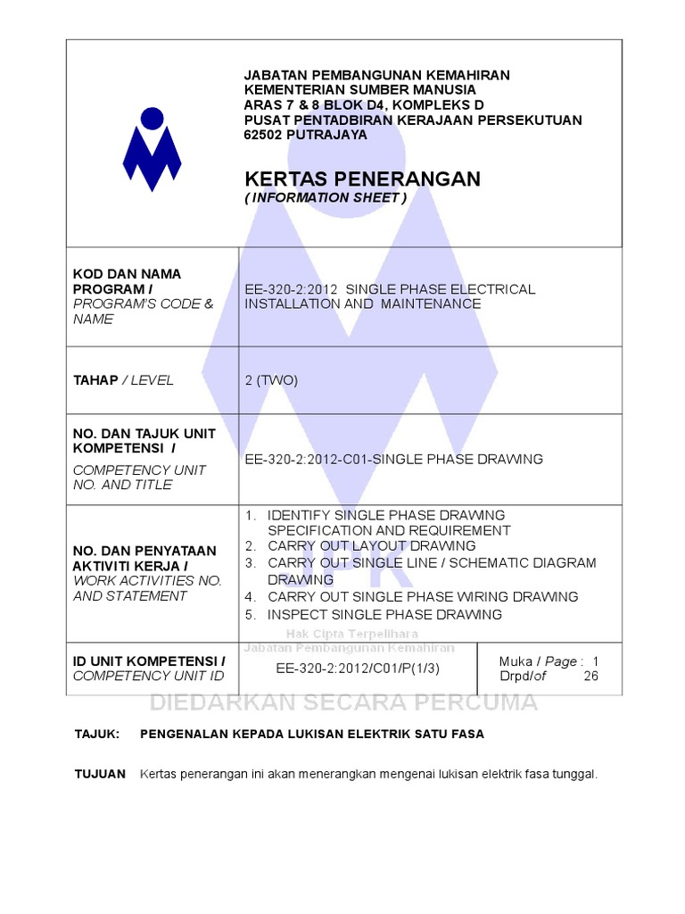 IS-1 Pengenalan Lukisan Pendawaian Elektrik Satu Fasa.doc