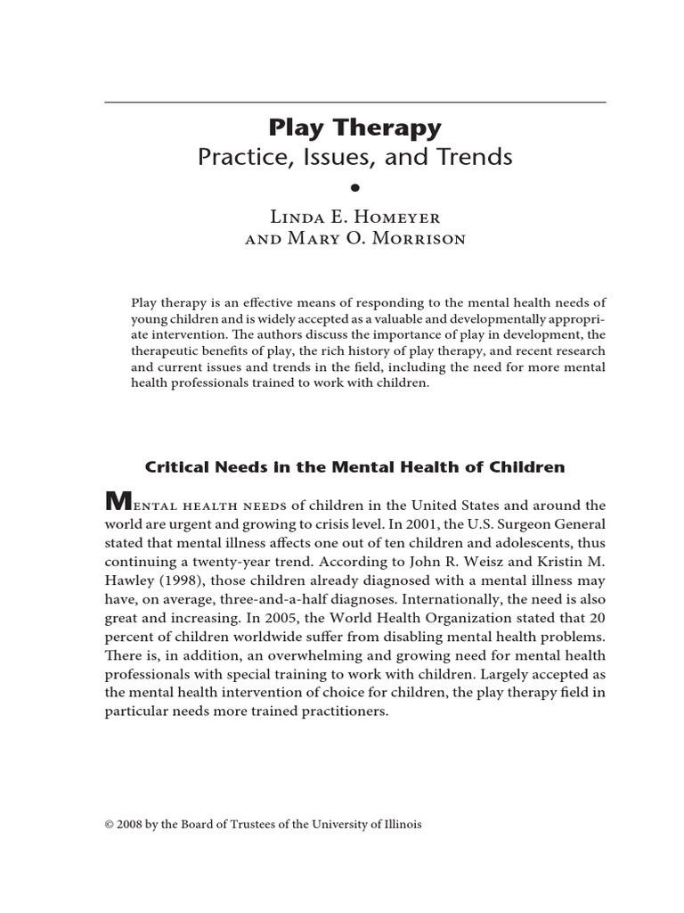 Play Therapy PDF Play Therapy Psychotherapy