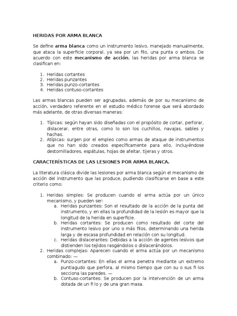 Clasificación de heridas por arma blanca | PDF | Hoja | Cuchillo