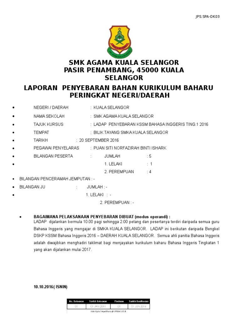 Laporan Kssm Smkaks